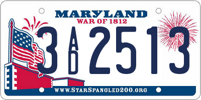 MD license plate 3AD2513