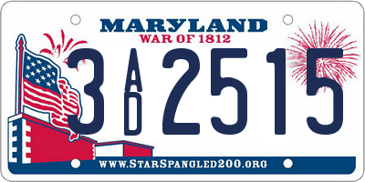 MD license plate 3AD2515