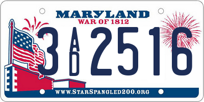 MD license plate 3AD2516