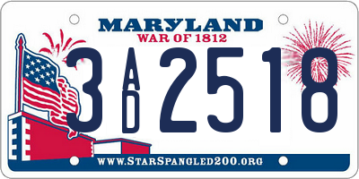 MD license plate 3AD2518