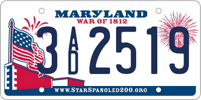 MD license plate 3AD2519
