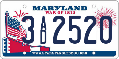 MD license plate 3AD2520