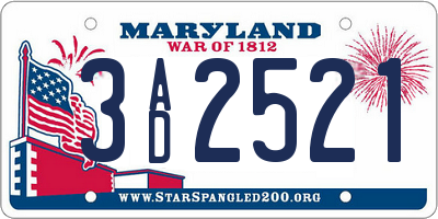 MD license plate 3AD2521
