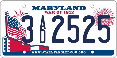 MD license plate 3AD2525