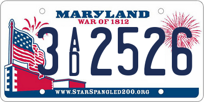 MD license plate 3AD2526