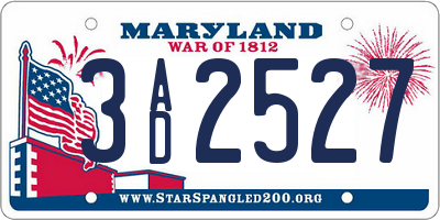 MD license plate 3AD2527