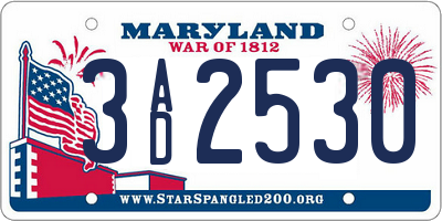MD license plate 3AD2530