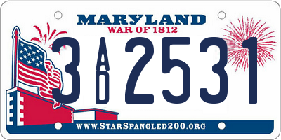 MD license plate 3AD2531