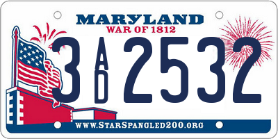 MD license plate 3AD2532
