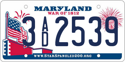 MD license plate 3AD2539