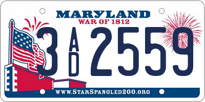 MD license plate 3AD2559