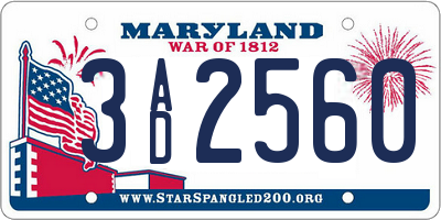 MD license plate 3AD2560