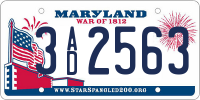 MD license plate 3AD2563