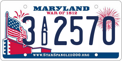 MD license plate 3AD2570