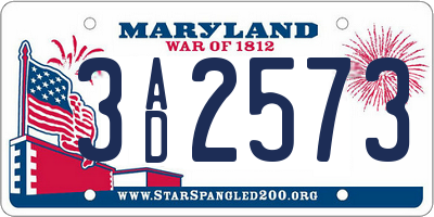 MD license plate 3AD2573