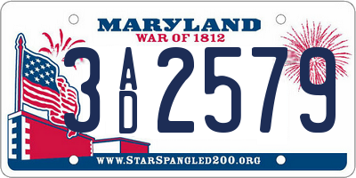 MD license plate 3AD2579