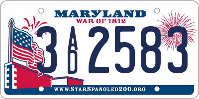 MD license plate 3AD2583