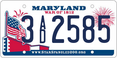 MD license plate 3AD2585