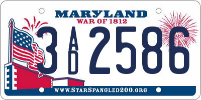 MD license plate 3AD2586