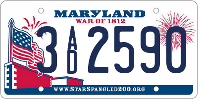 MD license plate 3AD2590