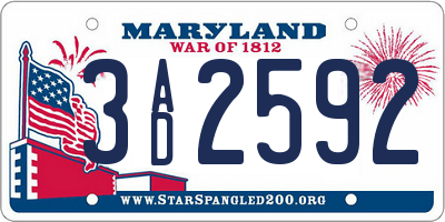MD license plate 3AD2592