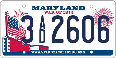 MD license plate 3AD2606