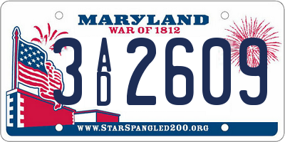 MD license plate 3AD2609
