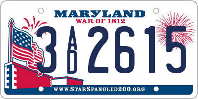 MD license plate 3AD2615