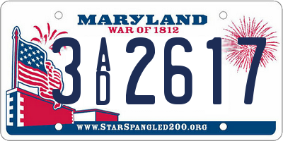 MD license plate 3AD2617
