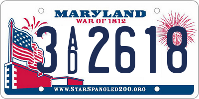 MD license plate 3AD2618