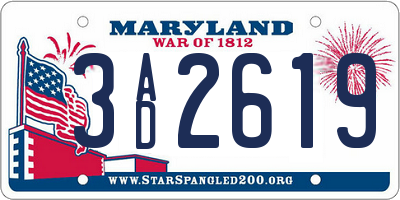 MD license plate 3AD2619
