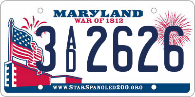 MD license plate 3AD2626