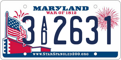MD license plate 3AD2631