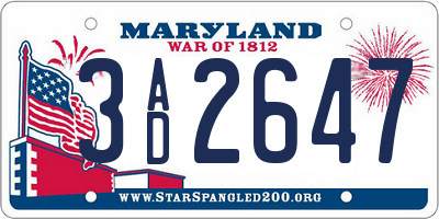 MD license plate 3AD2647
