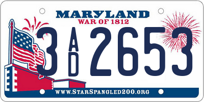 MD license plate 3AD2653