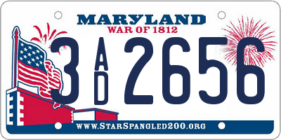 MD license plate 3AD2656