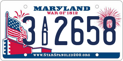 MD license plate 3AD2658
