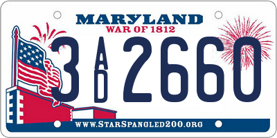 MD license plate 3AD2660