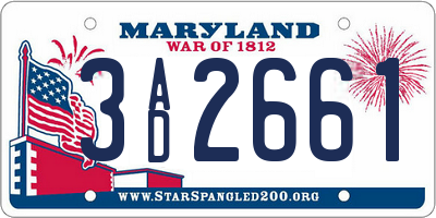 MD license plate 3AD2661