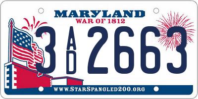 MD license plate 3AD2663