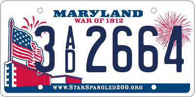 MD license plate 3AD2664