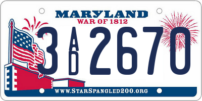 MD license plate 3AD2670