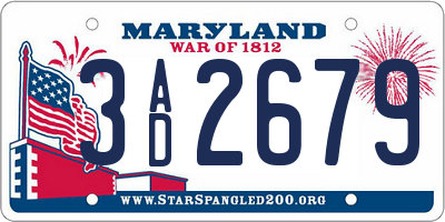MD license plate 3AD2679