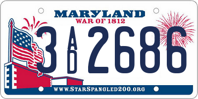 MD license plate 3AD2686