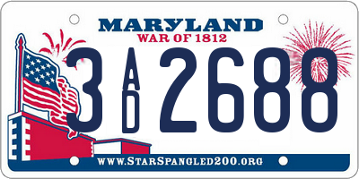 MD license plate 3AD2688