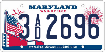 MD license plate 3AD2696