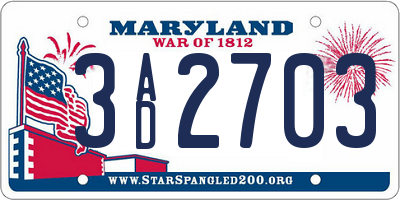 MD license plate 3AD2703
