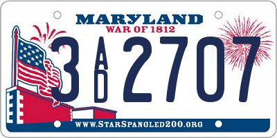 MD license plate 3AD2707