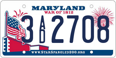 MD license plate 3AD2708
