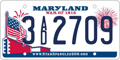 MD license plate 3AD2709